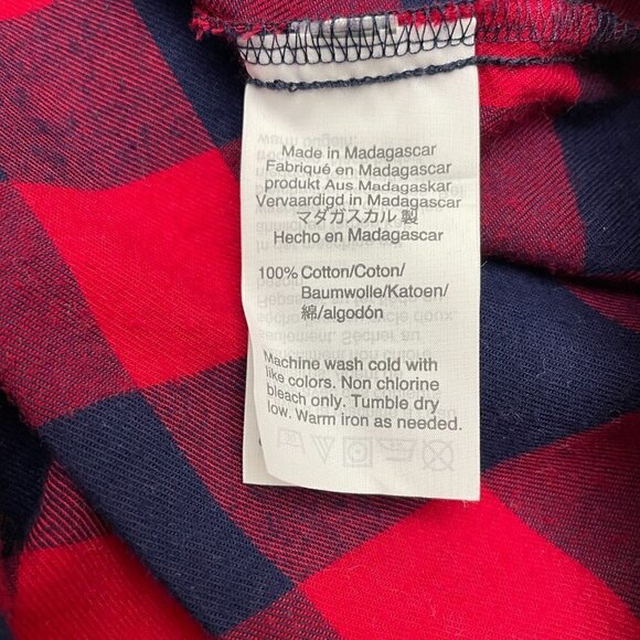 J. Crew Mercantile Women's Top Red & Navy Blue Plaid Flannel Bell Sleeves size 2 - Picture 7 of 7
